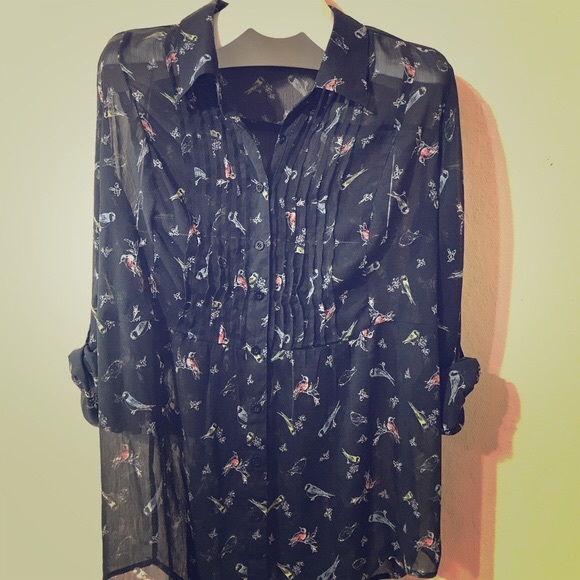 Torrid Bird Patterned Sheer Blouse - Picture 7 of 7